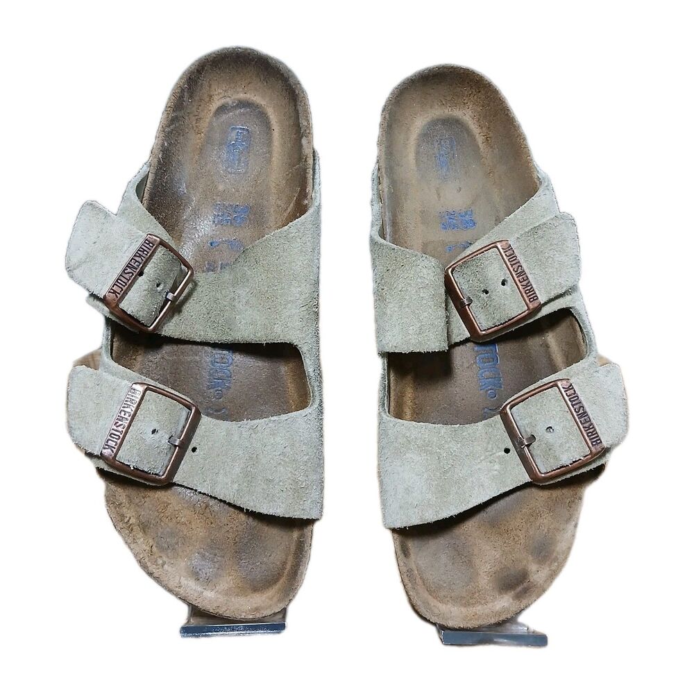 Birkenstock Arisona BS Suede Cork Sandals Stone/Tan/Taupe Womens EU 38 US 7/7.5
